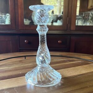 Vintage Baccarat Bambous Swirl Molded Crystal Glass Candlestick Holder-unsigned